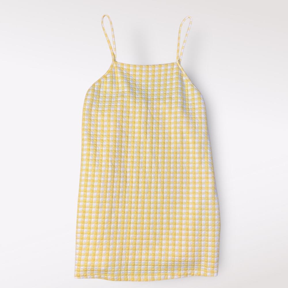 Zara Yellow‎ Gingham Mini Sun Dress Size M 1930/310 Boho
